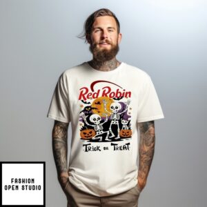 Red Robin X Skeleton Trick Or Treat Halloween T-Shirt