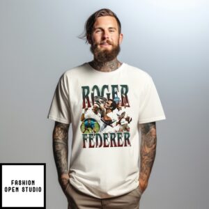 Roger Federer Tennis With Trophy  Wimbledon Vintage T-Shirt