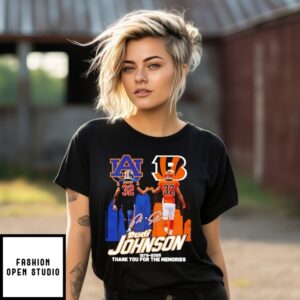 Rudi Johnson 1979 2025 Auburn And Cincinnati Bengals Thank You For The Memories T-Shirt
