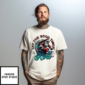 Santa Surfing Let The Good Time Est 2024 Roll T-Shirt