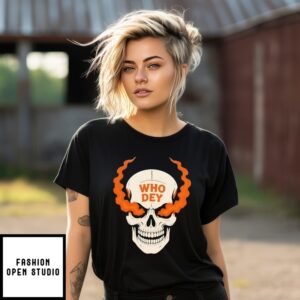 Smoking Skull Who Dey Graphic T-Shirt
