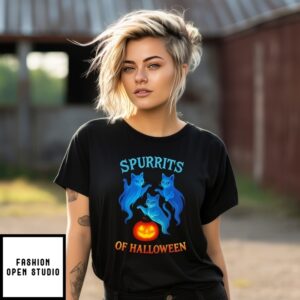 Spurrits Of Halloween Ghost Cats Funny Cat Lovers T-Shirt