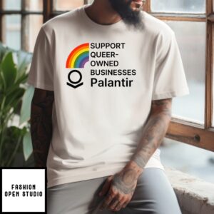 Support Queer-Owned Businesses Palantir Rainbow Flag T-Shirt