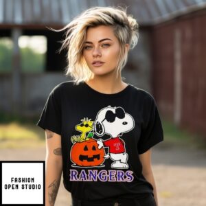 Texas Rangers Snoopy Woodstock Pumpkin Halloween T-Shirt