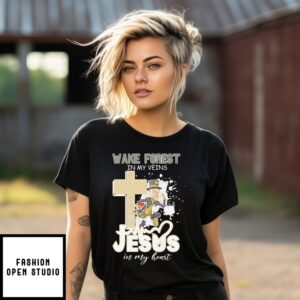 Wake Forest Demon Deacons In My Veins Jesus In My Heart Cross Mascot T-Shirt