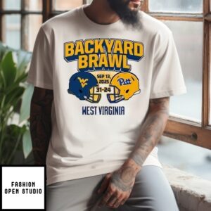 West Virginia Mountaineers Beat Pittsburgh Panthers 31-24 Backyard Brawl T-Shirt