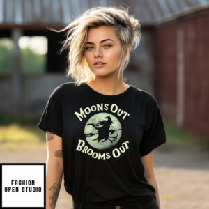 Witch Moons Out Brooms Out Long Halloween T-Shirt