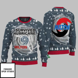 2024 I Survived Hurricane Milton Pray For Florida Ugly Christmas Sweater