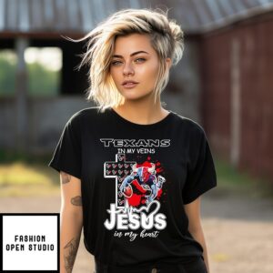 2025 Houston Texans In My Veins Jesus In My Heart T-Shirt