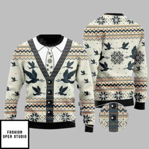 A Silhouette Of Flying Pigeon Ugly Christmas Sweater