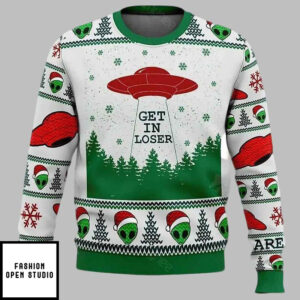 Alien Get In Loser Ugly Christmas Sweater