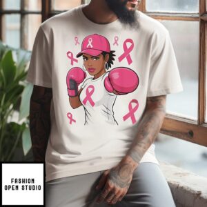 American Women Black African Fight Breast Cancer Pink Ribbon T-Shirt