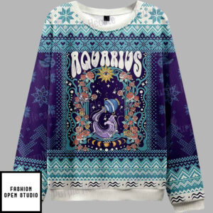 Aquarius Spirit Zodiac Ugly Christmas Sweater