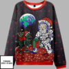 Astronaut Santa Black Ugly Christmas Sweater