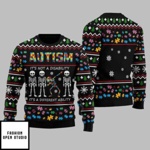 Autism It’s Not A Disability It’s A Different Ability Autism Ugly Christmas Sweater