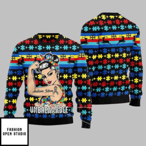 Autism Mom Unbreakable Ugly Christmas Sweater