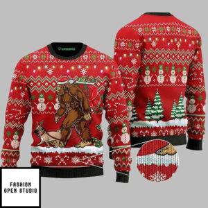 Bigfoot Sasquatch Dachshund Ugly Christmas Sweater