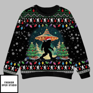 Bigfoot Ufo Christmas Ugly Christmas Sweater