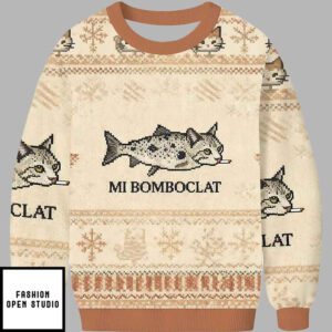 Bomboclat Fish Cat Meme Ugly Christmas Sweater