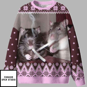 Brown Smoking Rats Ugly Christmas Sweater