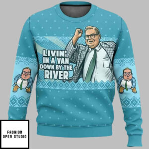Bubble Bobble Livin In A Van Down By The River Ugly Christmas Sweater