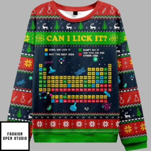 Can I Lick It Periodic Table Ugly Christmas Sweater