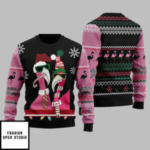 Candy Cane Flamingo 3d All Over Printed Ugly Christmas Sweater