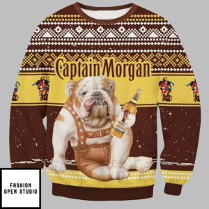 Captain Morgan Bulldog Ugly Christmas Sweater