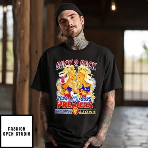 Celebrate Brisbane Lions Back To Back 2025 Premiers Mascot T-Shirt