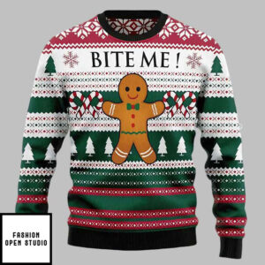 Christmas Cookies Bite Me Ugly Christmas Sweater