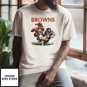 Cleveland Browns Vs Pittsburgh Steelers NFL Season 2025 Mascot T-Shirt