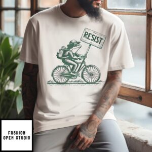 Frog On Bike Resist Portland Frog Protest Vintage T-Shirt