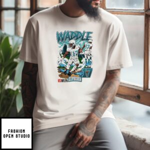 Jaylen Waddle 17 Miami Dolphins Player City Skyline Graphic T-Shirt