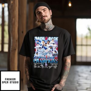 Los Angeles Dodgers 2025 National League Champions Back 2 Back Signature T-Shirt