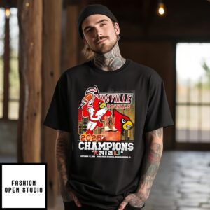 Louisville Cardinals 2025 Champions Hard Rock Miami Gardens Fl Mascot T-Shirt