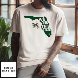 Miami Hurricanes We Run This State Map T-Shirt