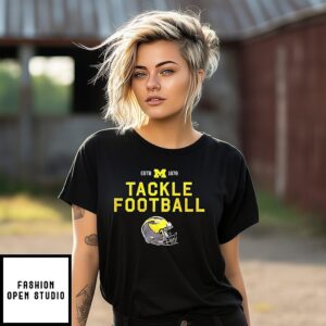 Michigan Wolverines Tackle Football Helmets T-Shirt