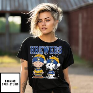 Milwaukee Brewers Snoopy Charlie Brown Christmas T-Shirt