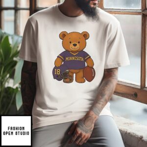 Minnesota Vikings Teddy Bear Number 18 Cartoon T-Shirt