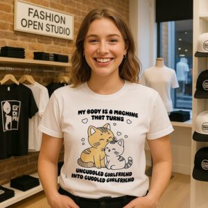 My Body Is A Machine That Turns Uncuddled Girlfriend Into Cuddled Girlfriend Cute Cat T-Shirt