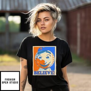 New York Mets Mr Met Believe Hope 2025 Baseball T-Shirt
