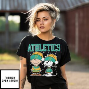 Oakland Athletics Snoopy Charlie Brown Christmas Baseball T-Shirt