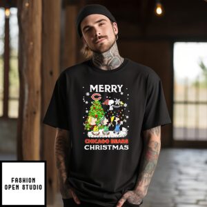 Peanuts Characters Merry Chicago Bears Christmas T-Shirt