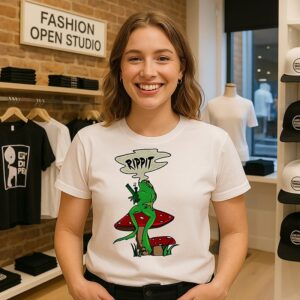 Rippit Frog Sitting On Mushroom T-Shirt
