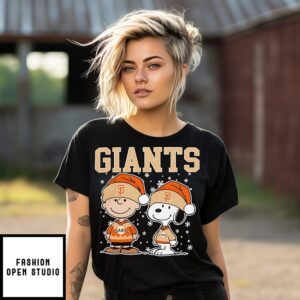 San Francisco Giants Snoopy Charlie Brown Christmas Baseball T-Shirt