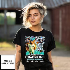 Seattle Mariners 2025 Al West Division Champions 4-Time Mascot T-Shirt