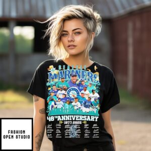 Seattle Mariners 48th Anniversary 1977-2025 Signatures T-Shirt