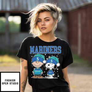Seattle Mariners Snoopy Charlie Brown Christmas Baseball T-Shirt