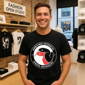Sometimes Antisocial Always Antifascist Snake T-Shirt