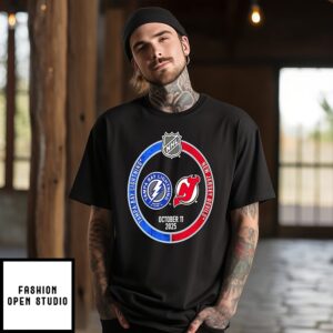 Tampa Bay Lightning Vs New Jersey Devils 2025 NHL Opening Night T-Shirt